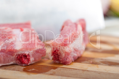 chopping fresh pork ribs