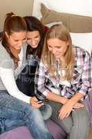 Teenager girls looking pictures on digital camera