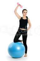 fitnessübungen mit blauen ball
