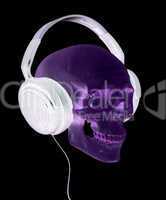spooky cranium with headphones