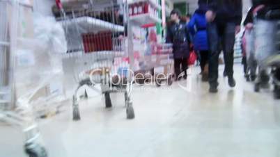 Shopping time lapse. View from the trolley.
