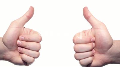 Two thumbs up isolated on a white background.