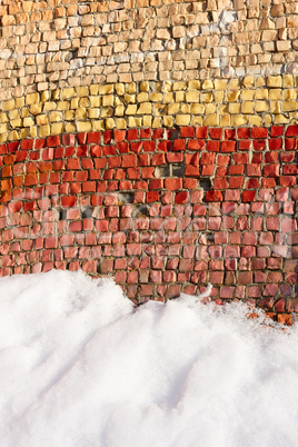 Old colorful mosaic outdoors in winter