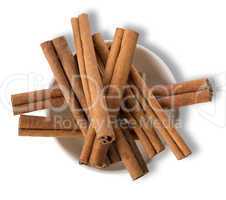 Cinnamon in plate isolated