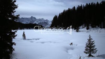 Frozen Alpine lake, Italy