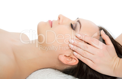 woman receiving head massage