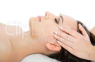 woman receiving head massage