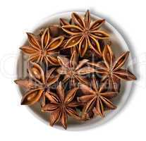 Star anise in plate isolated