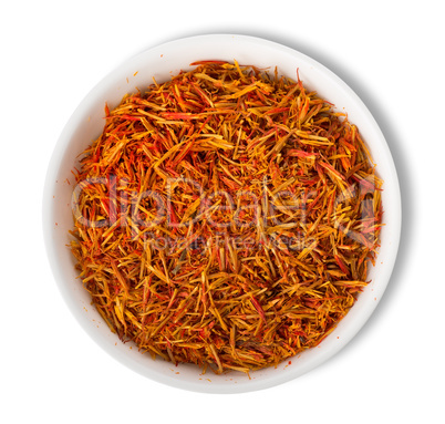 Saffron in plate isolated