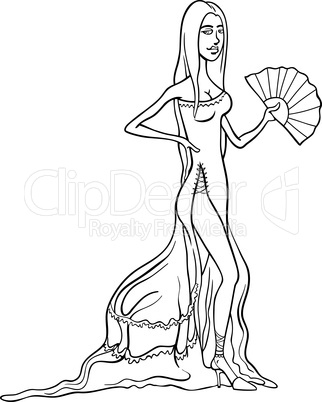 beautiful latino woman in dress cartoon
