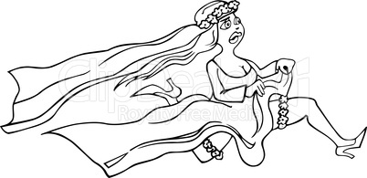 running bride cartoon illustration