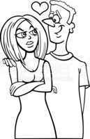 man and woman in love cartoon