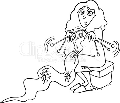 knitter woman cartoon illustration