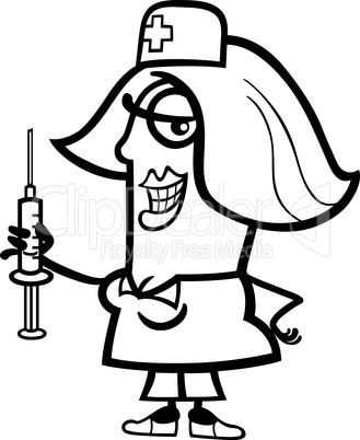nurse with syringe cartoon illustration
