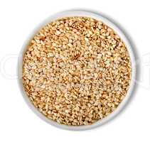 White sesame in plate isolated