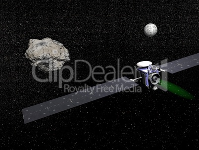 Dawn spacecraft, Vesta and Ceres - 3D render