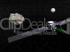 Dawn spacecraft, Vesta and Ceres - 3D render