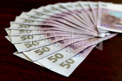background of the Ukrainian money value of 50 grivnas