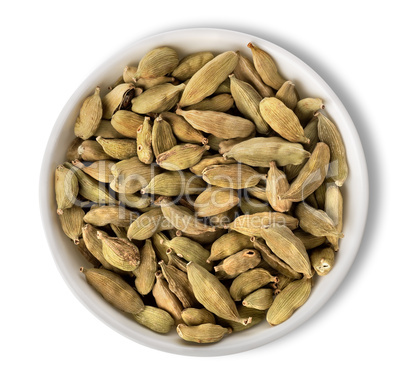 Cardamom in plate isolated