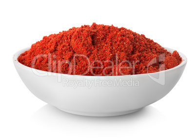 Ground paprika in plate