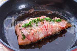 Salmon in the bacon coat