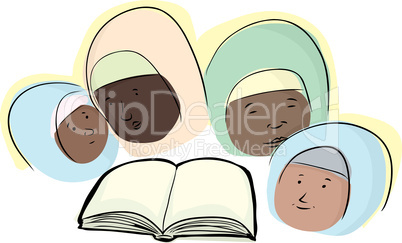 Muslim Women with Book
