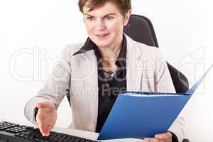 Businesswoman examination of documents