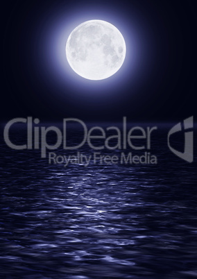 Full moon image with water