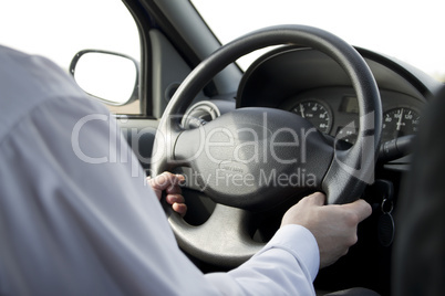 Man driving car