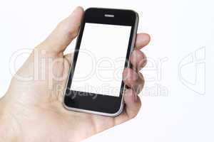 Hand holding Smart phone with Blank Screen