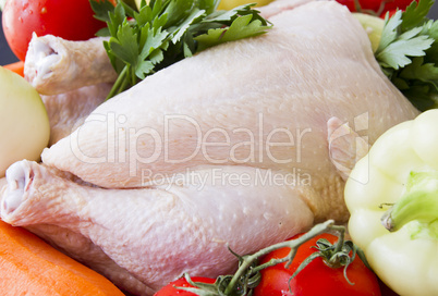 Raw chicken and vegetables