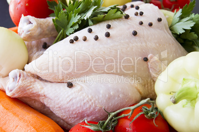 Raw chicken with vegetables