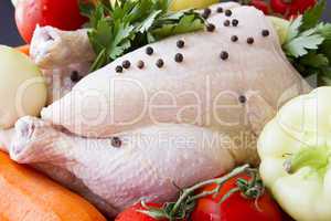 Raw chicken with vegetables