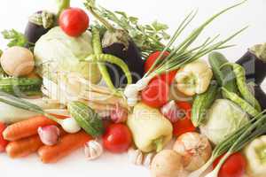 colored vegetables composition isolated on white