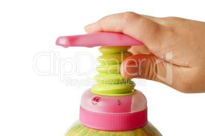 Hands applying sanitizer gel