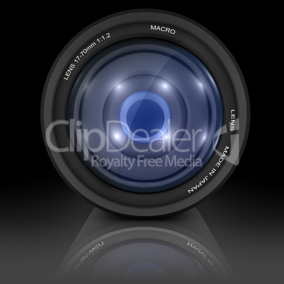 Camera Lens on black background