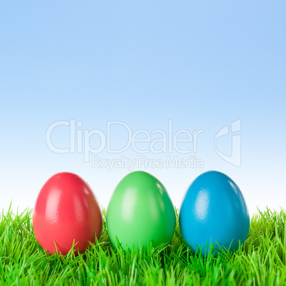 Three colored easter eggs