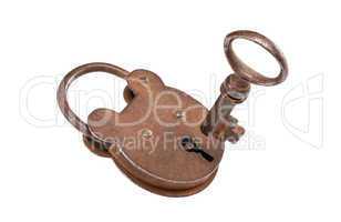 Padlock and key (with clipping path)