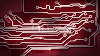 red circuit board providing signals loop hi-tech background