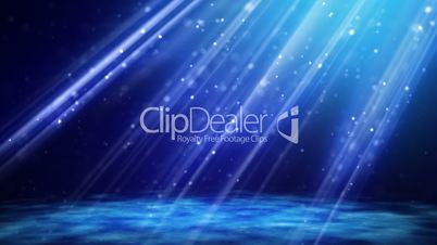loopable background flying blue particles in light beams