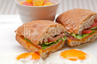 ciabatta panini sandwich eggs tomato lettuce