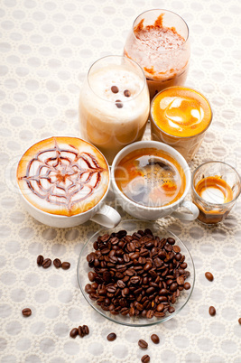 selection of different coffee type