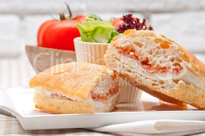 ciabatta panini sandwich with parma ham and tomato