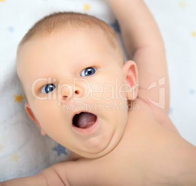 newborn baby yawning