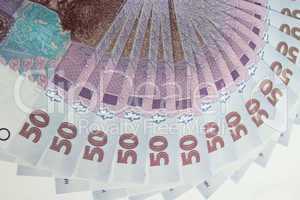 background of the ukrainian money value of 50 grivnas