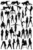 different silhouettes of the women