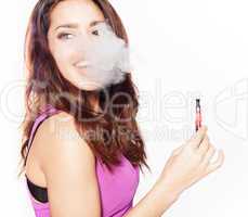 woman smoking e-cigarette