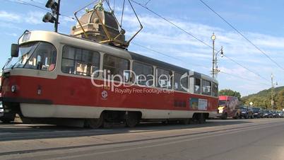 Tram at the Legion Bridge,Prague,Czech Republic