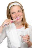 Dental hygiene brushing teeth young girl toothbrush