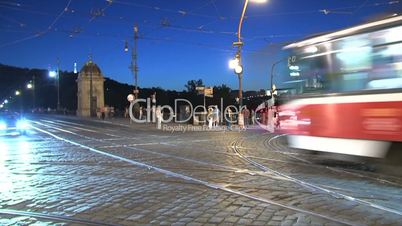 Downtown Prague traffic time lapse,Prague,Czech Republic